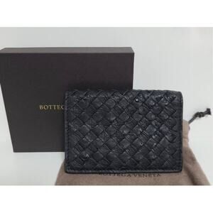 Bottega Veneta Black Ostrich Card Holder | Authentic | Excellent Condition